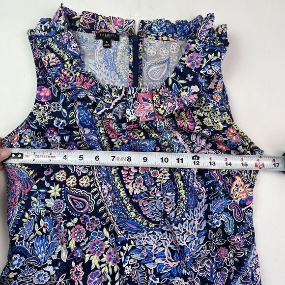 Talbots Floral Paisley Shift Dress Pink Blue Ruffled Size 4P preppy coastal - Picture 5 of 12